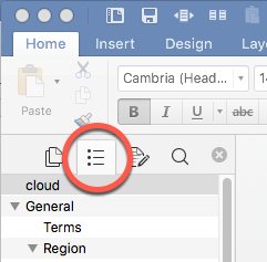 word for mac - stop the navigation pane from showing